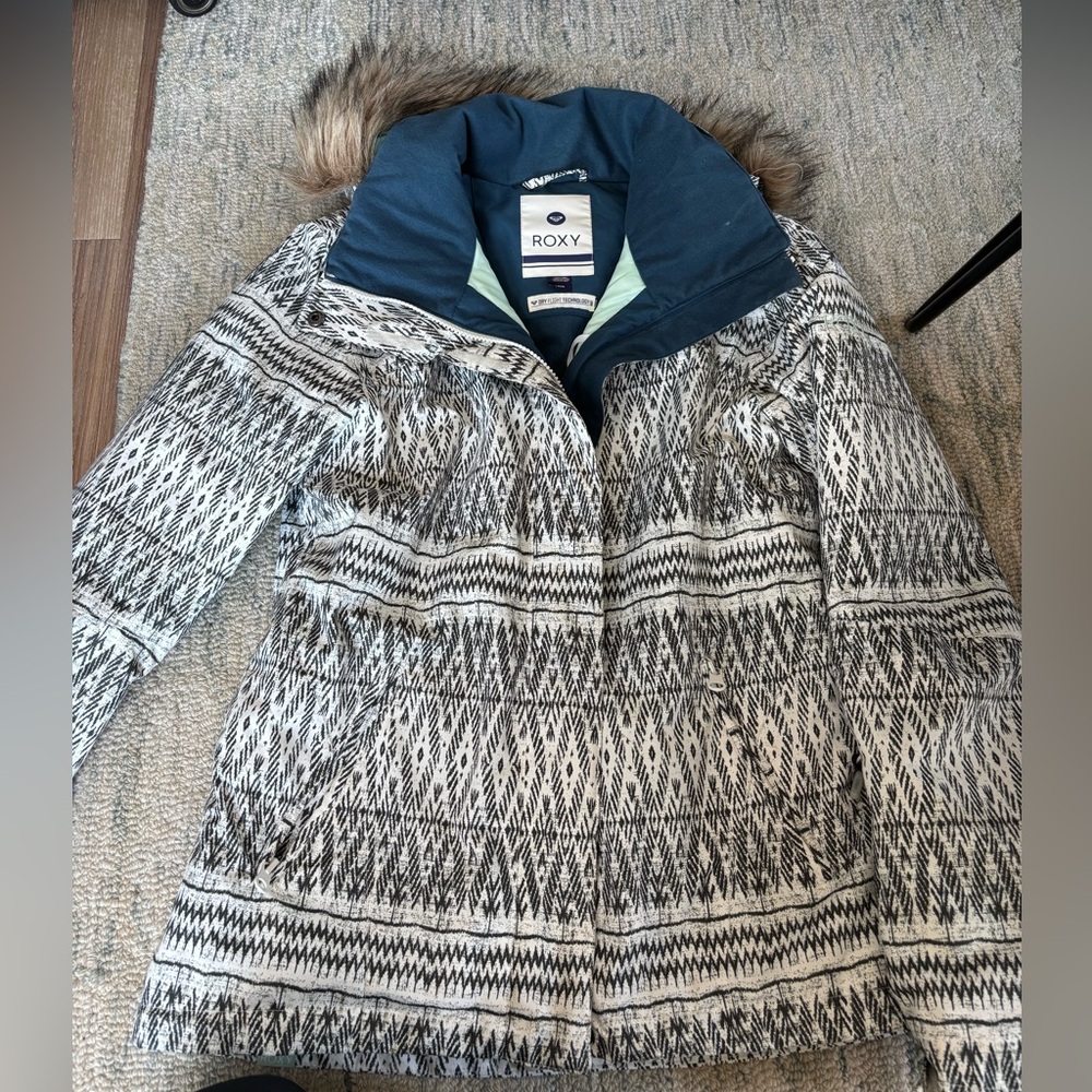 Roxy Blue Ski Jacket with Fur Hood